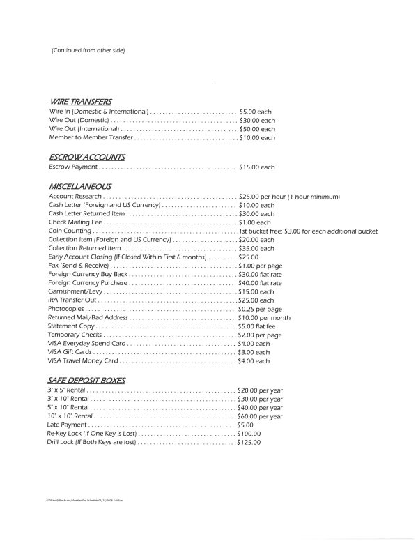 PAGE 2 OF THE UPDATED MEMBER FEE SCHEDULE. CONTACT 620-345-2980 FOR FURTHER QUESTIONS