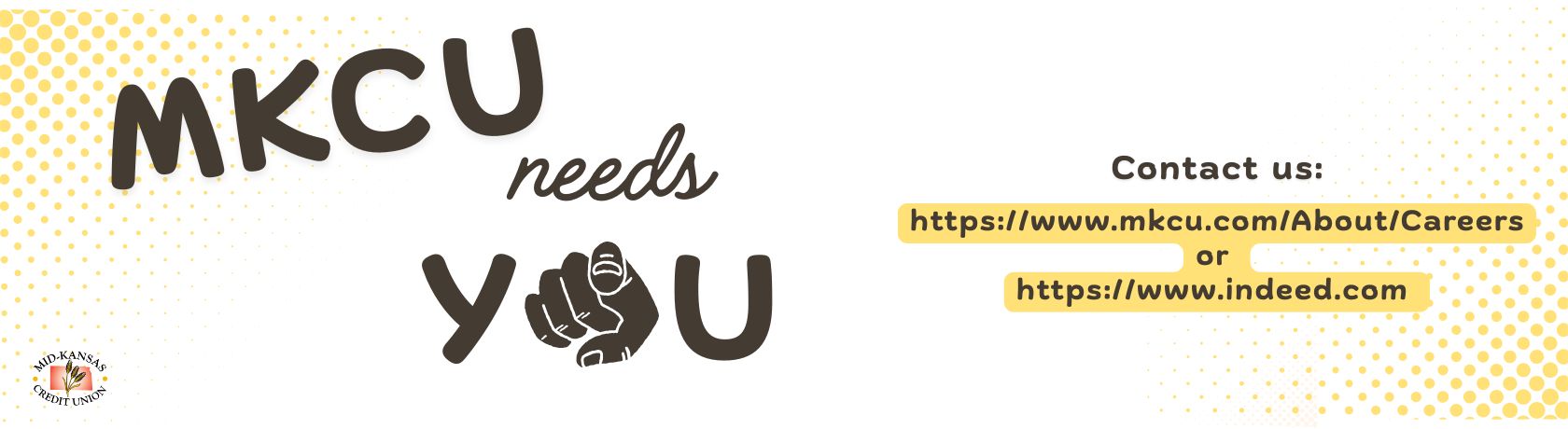 MKCU is looking for an Ag/Commercial Underwriter. Check out our website https://www.mkcu.com/About/Careers or https://www.indeed.com/viewjob?jk=25aabd2ba84384df&from=shareddesktop_copy to fill out an application!!